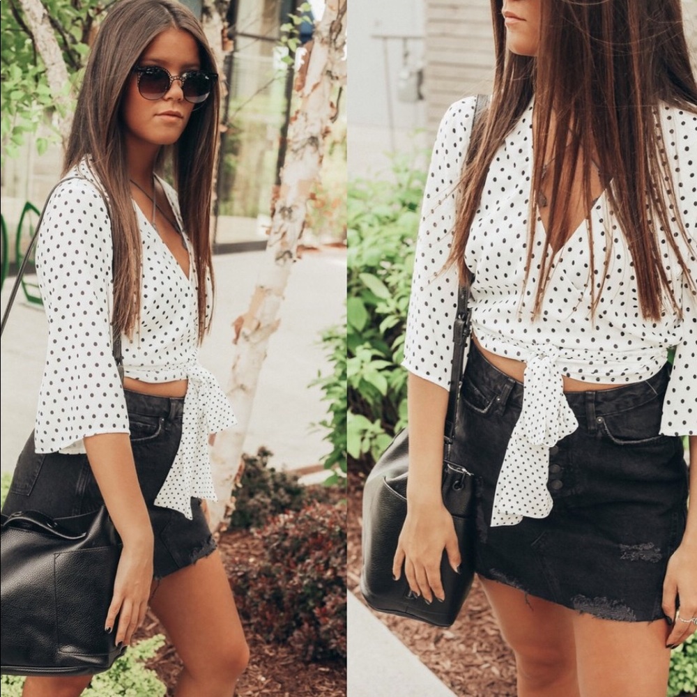 Polka Dot Wrap Top - Picture 2 of 2